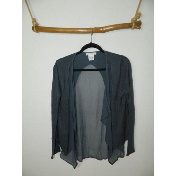 Subtle Luxury Cardigan Blue Grayish Open Front Silk Cashmere‎ Sheer Size XS/S - Picture 2 of 5